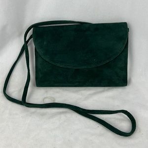 Vintage Saks Fifth Avenue Green Suede Crossbody Purse